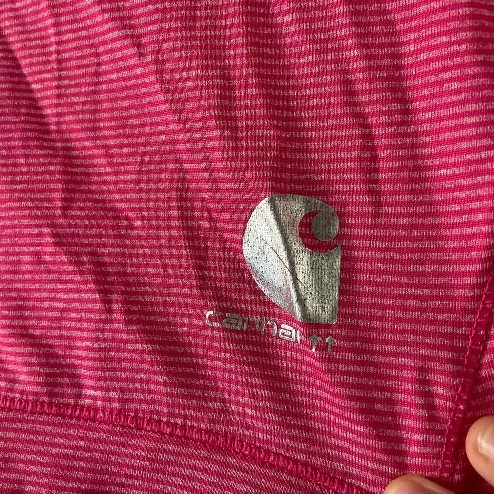 CARHARTT Pullover Pink Hooded Striped Light Jacket Girl’s Size Small (8) - Picture 2 of 10